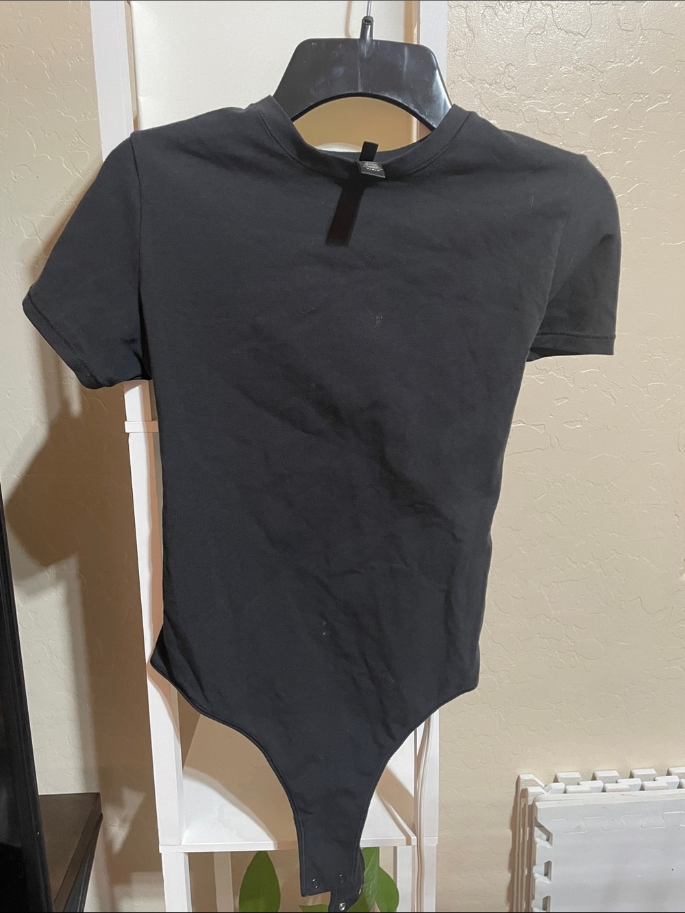 SKIMS Black Short Sleeve Bodysuit